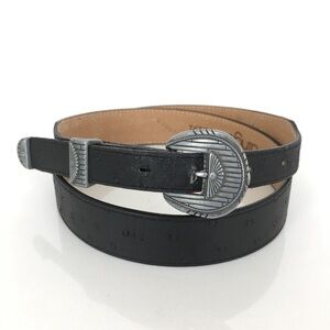 Dingo Men’s Western Belt Faux Ostrich Leather Black Cowboy Size 34